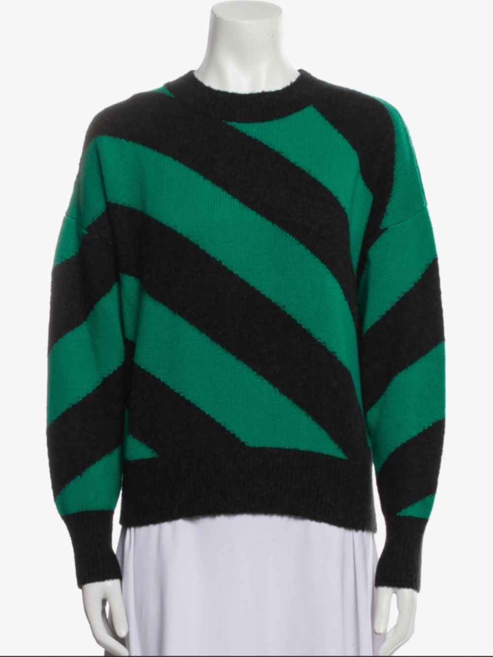CLARE V Drop Shoulder Green & Black Sweater Size Large New without tags - Picture 6 of 6